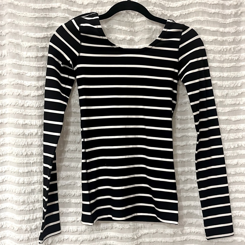 Black and White Stripe Bodycon Long Sleeve